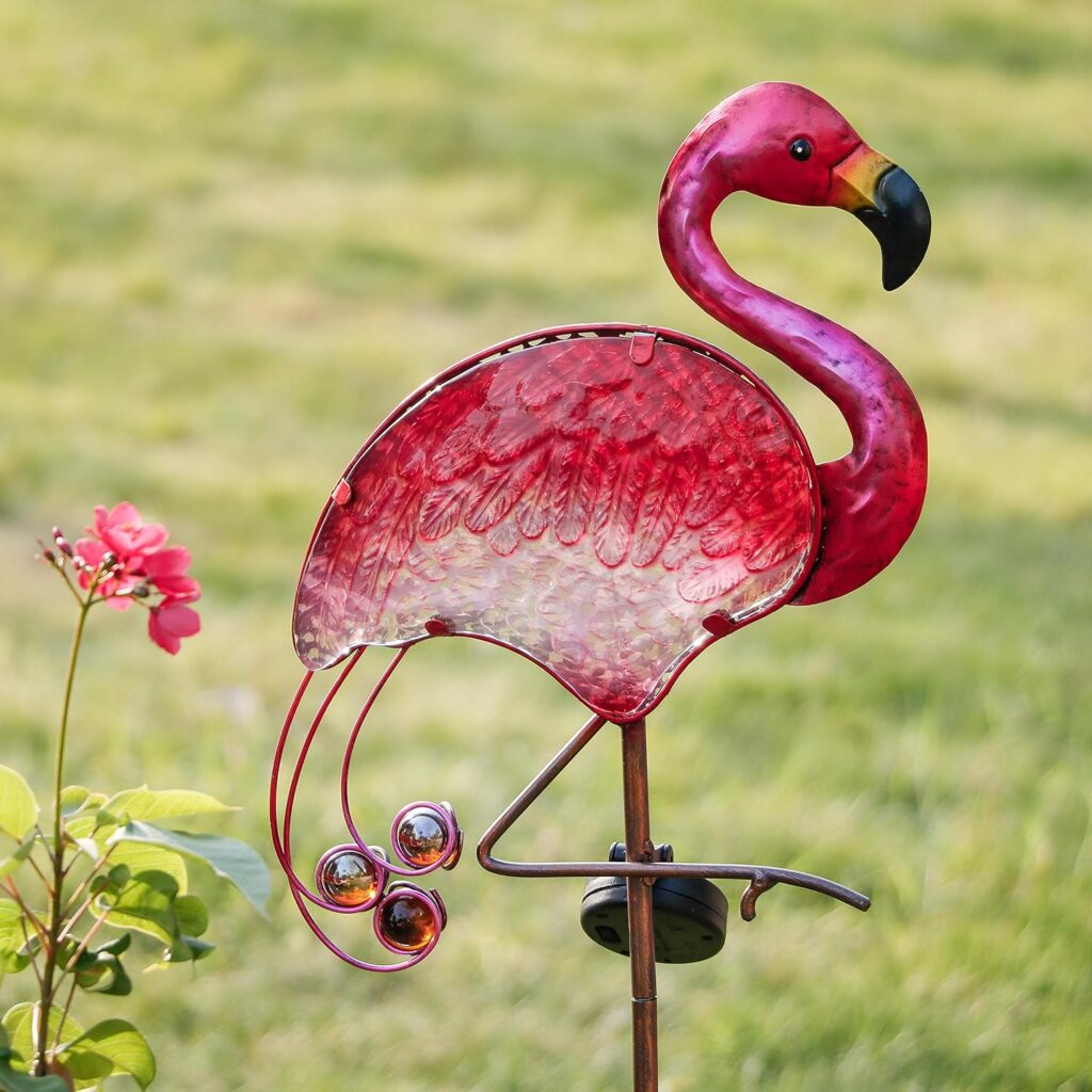 Figurine de jardin flamingo solaire