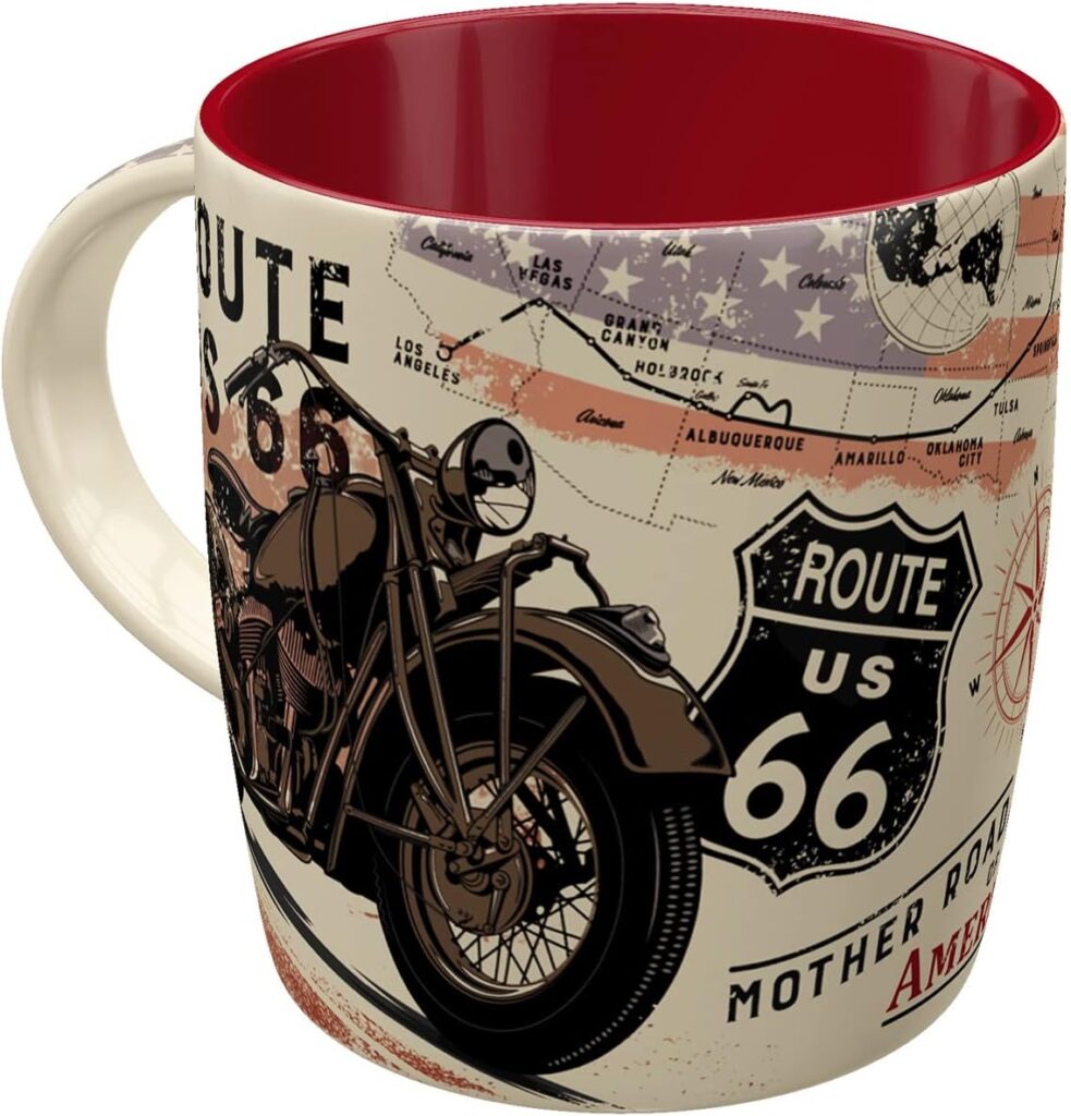 Tasse à café rétro, Route 66 Bike Map