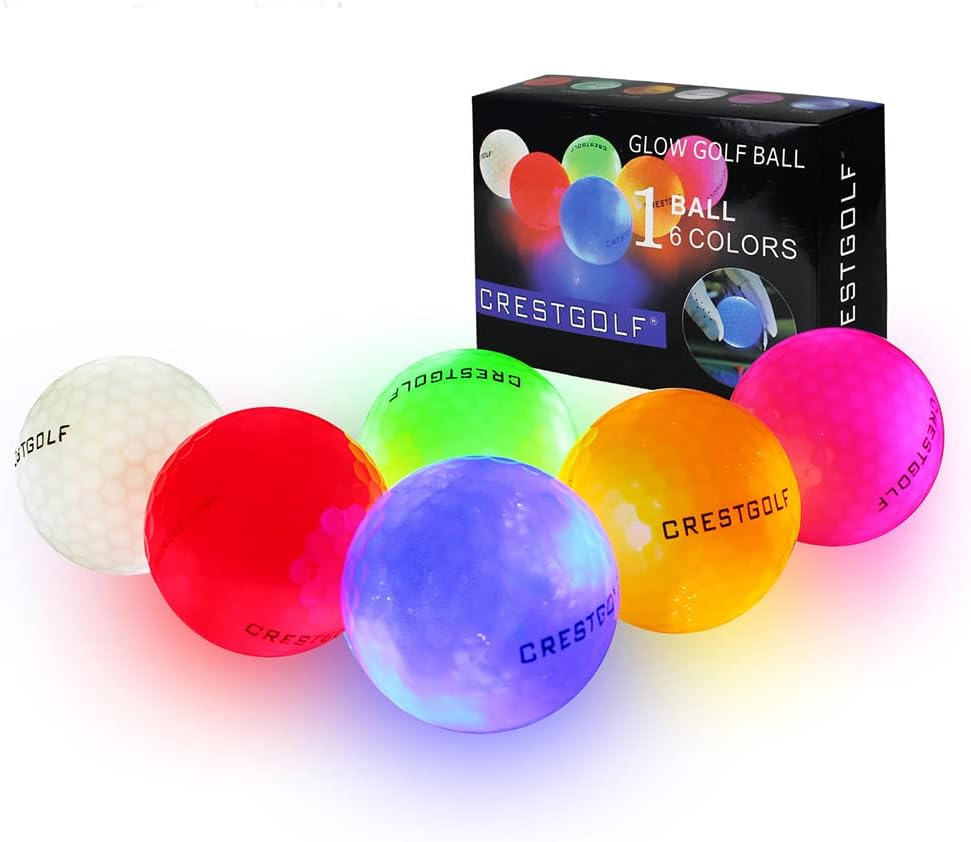 KOFULL 6 Pack LED Balles de Golf Balle Lumineuse Golf Entrainement Balles Golf à pour Le Golf Longue Distance Balles Longues Distances